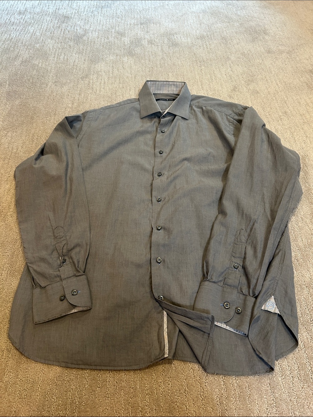 Hammer Made Men's Long-Sleeve Dress Shirt in Gray with Spread Collar